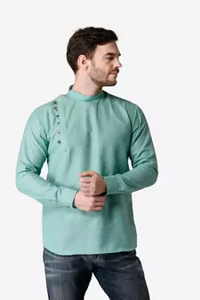 Tabard light_blue  Cotton Short kurta for men's