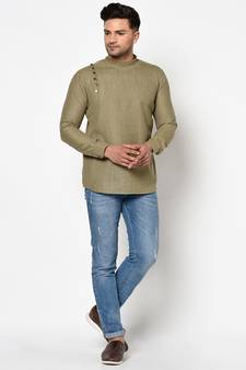 Tabard brown  Cotton Short kurta for men's