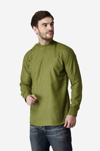Tabard green  Cotton Short kurta for men's