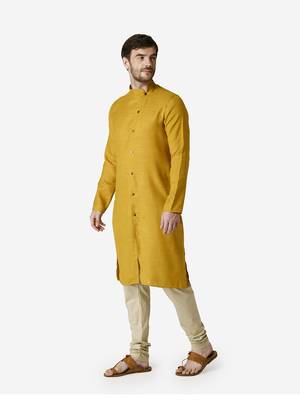 Tabard yellow  Cotton Kurta for men's 3