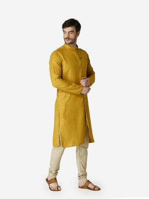 Tabard yellow  Cotton Kurta for men's 4