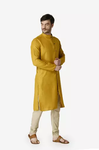 Tabard yellow  Cotton Kurta for men's