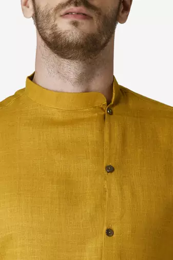 Tabard yellow  Cotton Kurta for men's