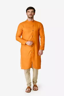 Tabard orange  Cotton Kurta for men's
