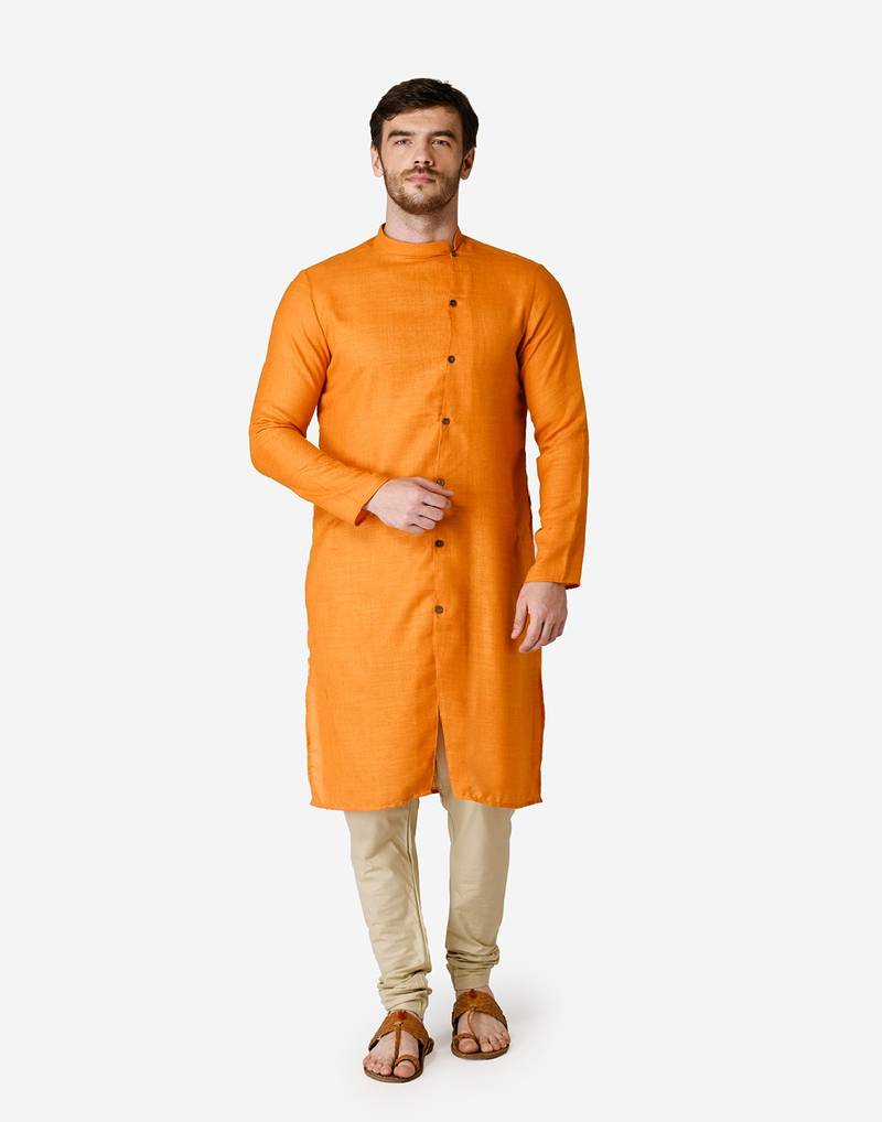 Tabard orange  Cotton Kurta for men's