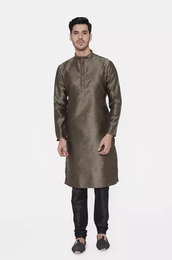 Tabard beige printed jacquard Kurta for men's