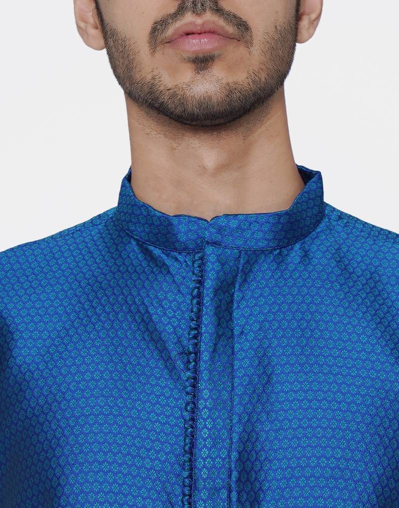 Tabard blue printed jacquard Kurta for men's