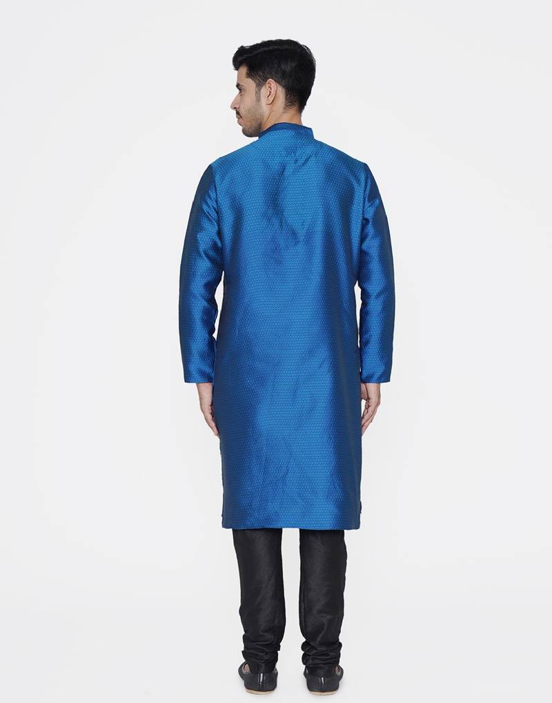 Tabard blue printed jacquard Kurta for men's