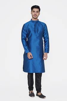 Tabard blue printed jacquard Kurta for men's