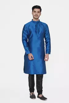 Tabard blue printed jacquard Kurta for men's