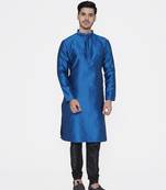 Tabard blue printed jacquard Kurta for men's