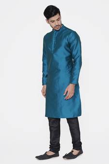 Tabard green printed jacquard Kurta for men's