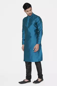 Tabard green printed jacquard Kurta for men's