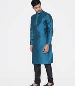 Tabard green printed jacquard Kurta for men's