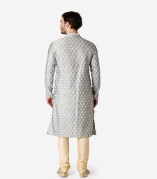 Tabard white printed jacquard Kurta for men's