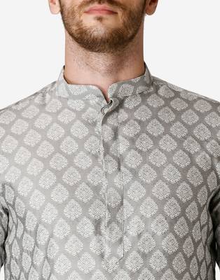 Tabard white printed jacquard Kurta for men's 4