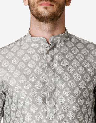 Tabard white printed jacquard Kurta for men's 5