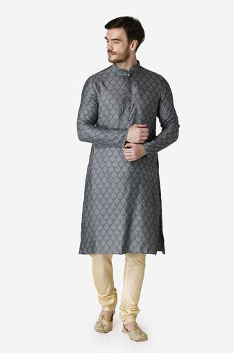 Tabard grey printed jacquard Kurta for men's
