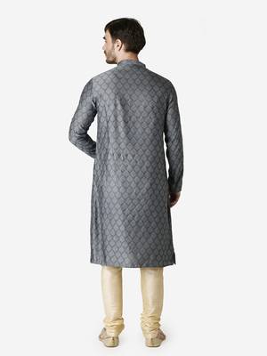 Tabard grey printed jacquard Kurta for men's 2