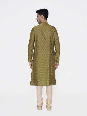 Tabard green printed jacquard Kurta for men's 2