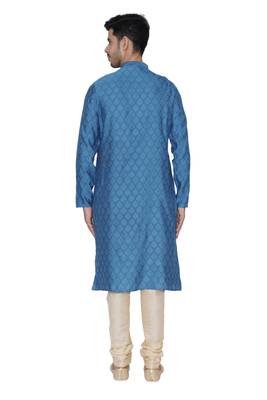 Tabard blue printed jacquard Kurta for men's 2