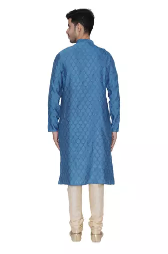 Tabard blue printed jacquard Kurta for men's