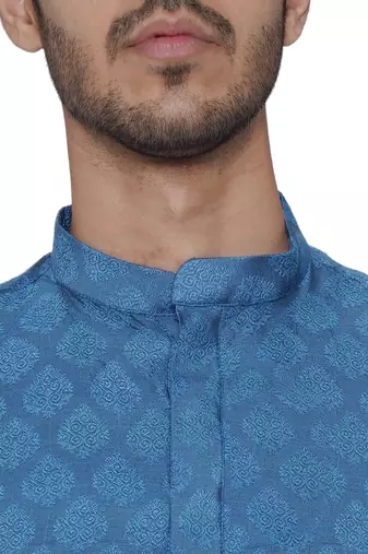 Tabard blue printed jacquard Kurta for men's