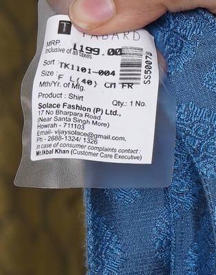 Tabard blue printed jacquard Kurta for men's 5