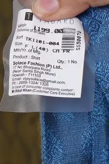 Tabard blue printed jacquard Kurta for men's