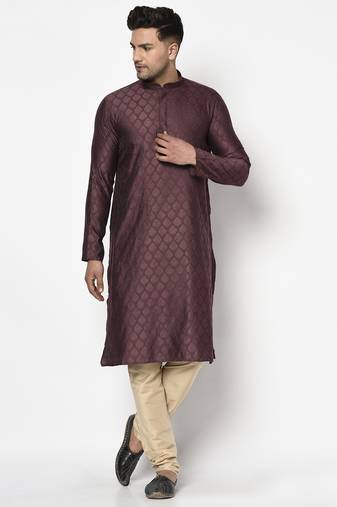 Tabard purple printed jacquard Kurta for men's