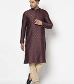 Tabard purple printed jacquard Kurta for men's