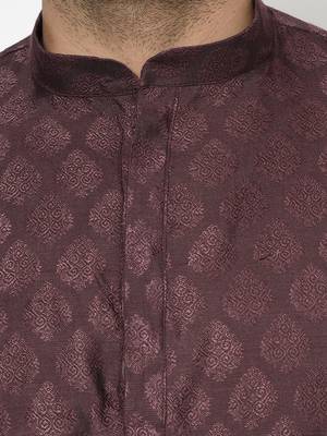 Tabard purple printed jacquard Kurta for men's 5