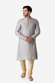 Tabard white printed jacquard Kurta for men's