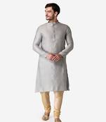 Tabard white printed jacquard Kurta for men's