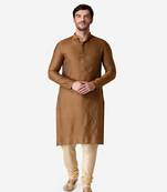 Tabard yellow printed jacquard Kurta for men's