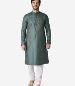 Tabard green printed jacquard Kurta for men's