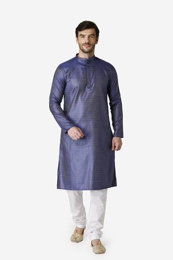 Tabard navy_blue printed jacquard Kurta for men's