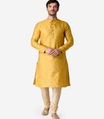 Tabard yellow  silk_blend Kurta for men's
