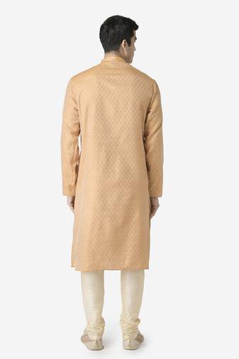 Tabard orange printed jacquard Kurta for men's