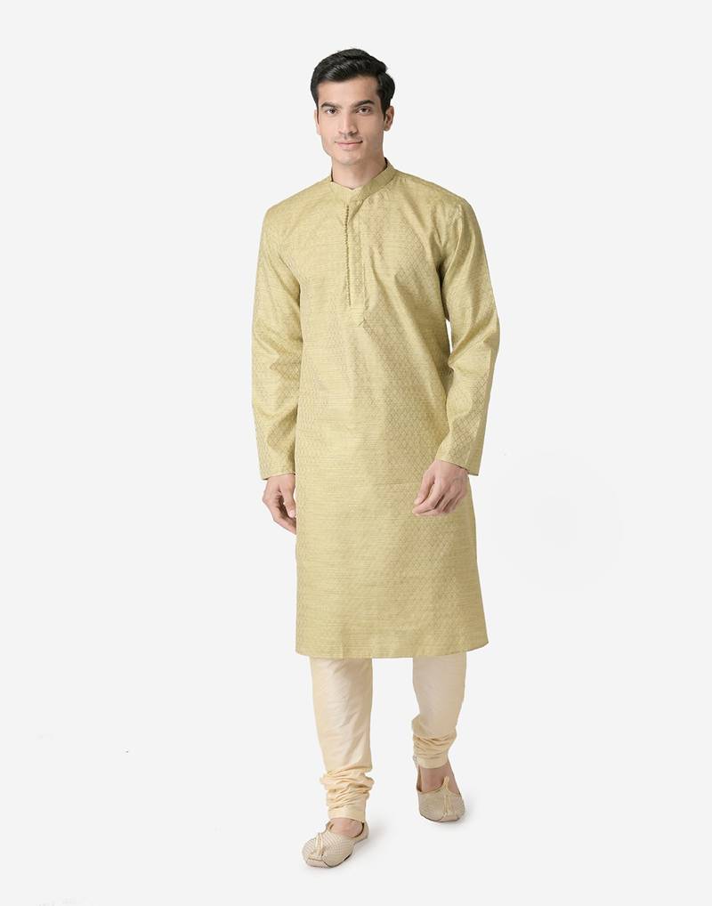 Tabard green printed jacquard Kurta for men's