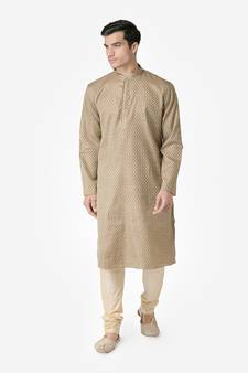 Tabard brown printed jacquard Kurta for men's