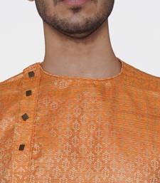 Tabard orange printed jacquard Kurta for men's