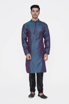 Tabard green printed jacquard Kurta for men's