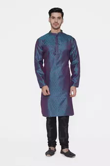Tabard green printed jacquard Kurta for men's