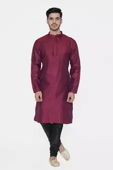 Tabard maroon printed jacquard Kurta for men's