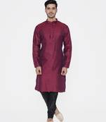 Tabard maroon printed jacquard Kurta for men's