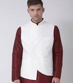 Tabard white  Silk Nehru Jacket for men's