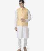 Tabard yellow  jacquard Nehru Jacket for men's