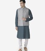 Tabard navy_blue  jacquard Nehru Jacket for men's