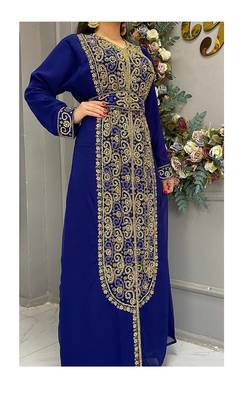 Sale!! Royal Fashion Wedding Dubai Beaded Kaftan Abaya Party African Clothing Crystal Fancy Work Caftan Dress 2